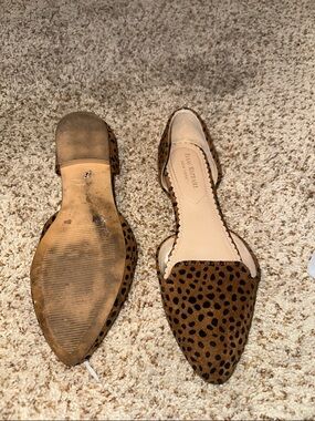 Isaac Mizrahi Leopard Print Brown and Black Pointed Toe D'Orsay Flats